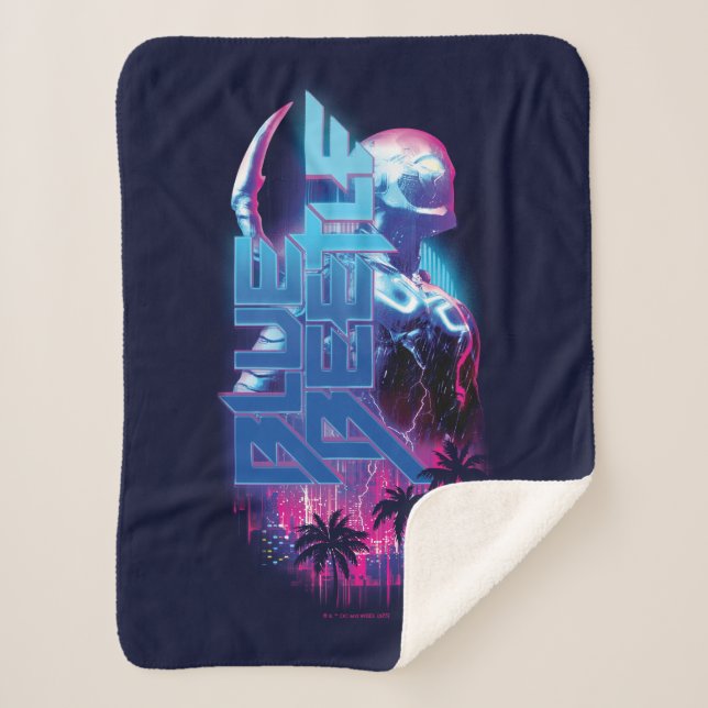 Blue Käfer Retrowave City Lights Sherpadecke (Vorderseite)