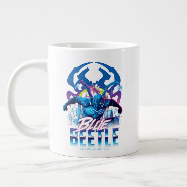 Blue Käfer Retrowave City Sunset Jumbo-Tasse (Links)