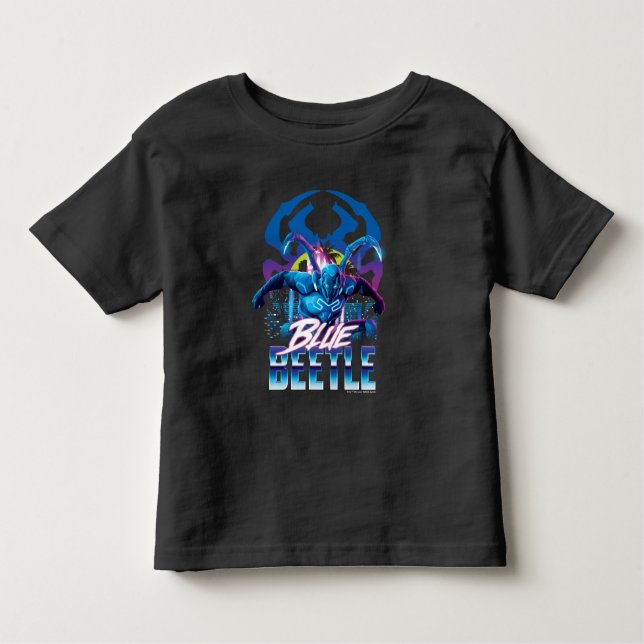 Blue Käfer Retrowave City Sunset Kleinkind T-shirt (Vorderseite)