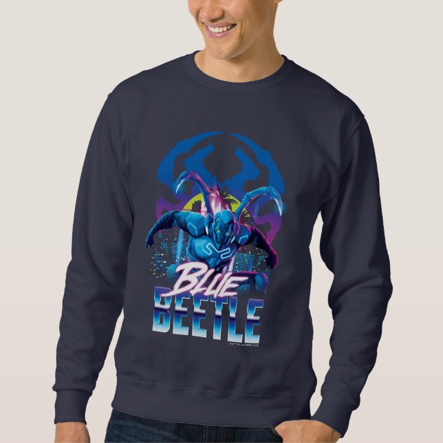Blue Käfer Retrowave City Sunset Sweatshirt (Vorderseite)
