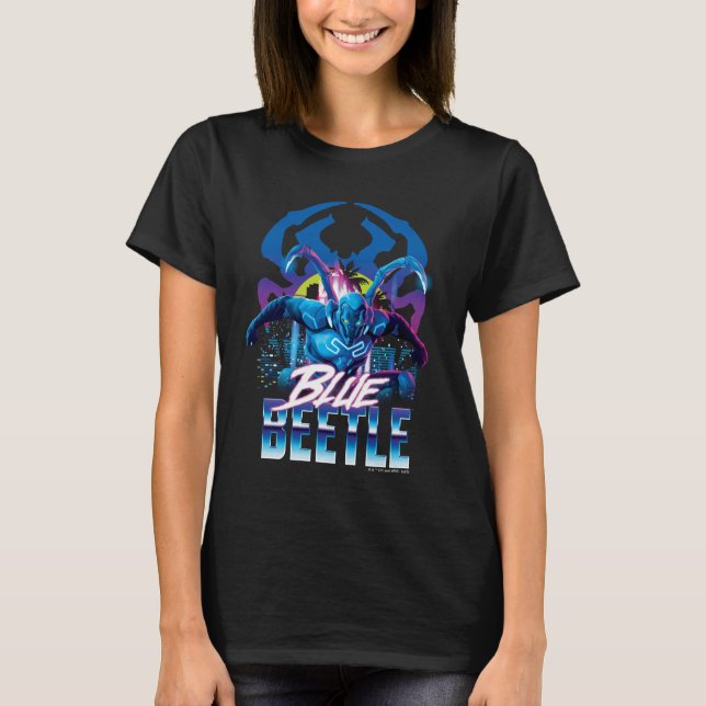 Blue Käfer Retrowave City Sunset T-Shirt (Vorderseite)
