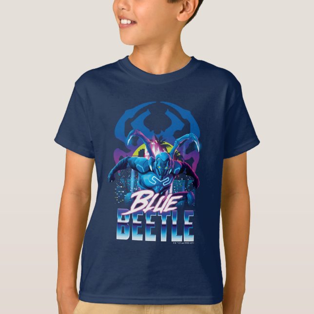 Blue Käfer Retrowave City Sunset T-Shirt (Vorderseite)