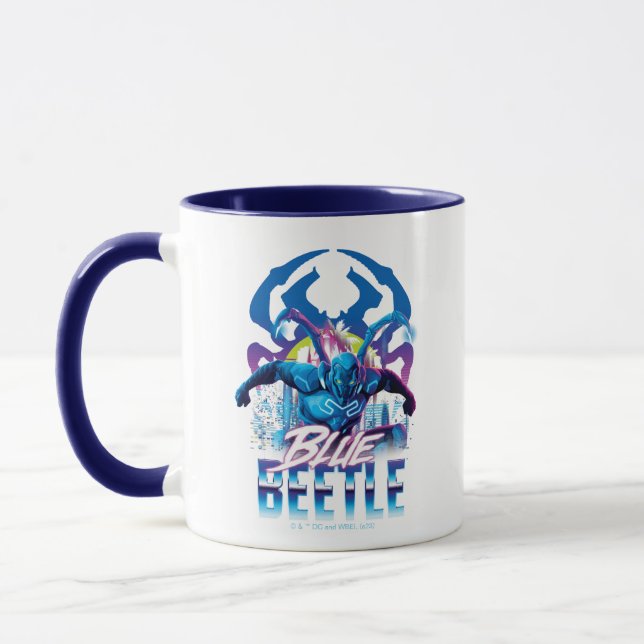 Blue Käfer Retrowave City Sunset Tasse (Links)