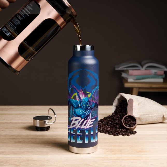 Blue Käfer Retrowave City Sunset Trinkflasche (Kaffee)