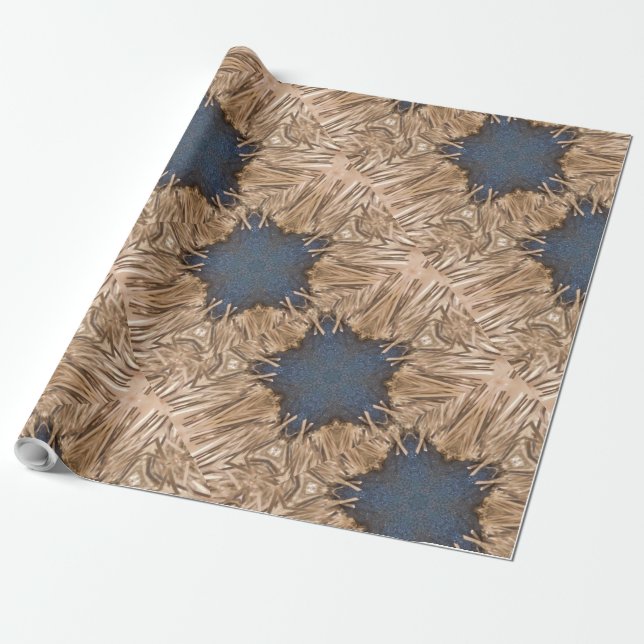 Blue Kaleidoscope Star Wicker Hintergrund Geschenkpapier (Ungerollt)