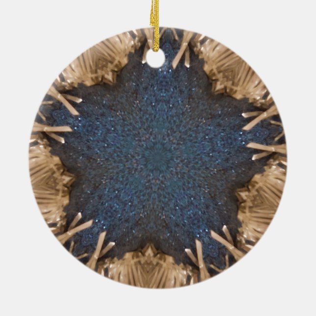 Blue Kaleidoscope Star Wicker Hintergrund Keramik Ornament (Hinten)
