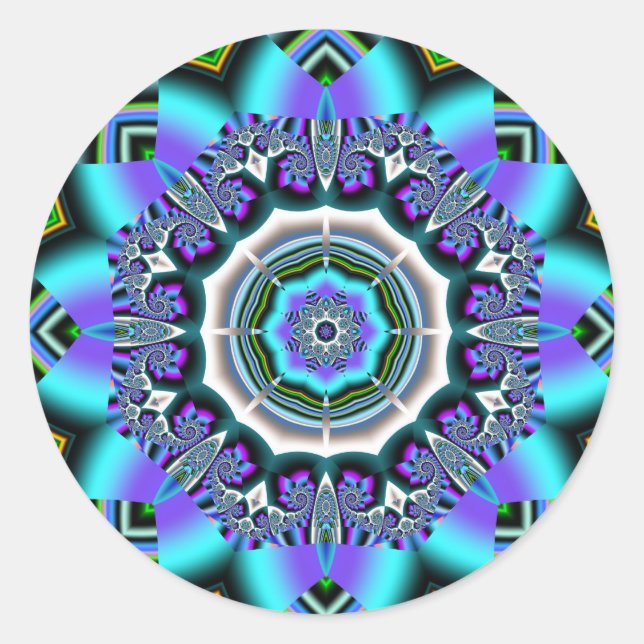 BLUE KALEIDOSCOPE ~ Stickers/Umschlagsicker Runder Aufkleber (Vorderseite)
