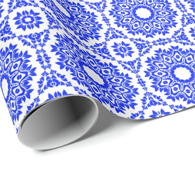 Blue Kaleidoskop Geschenkpapier (Rolleneckpunkt)