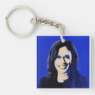 Blue Kamala Harris Pop Art Schlüsselanhänger