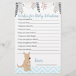 Blue Kangaroo Boho Boy Baby Dusche wünscht sich fü