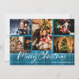 Blue Kariert 5 Frohe Weihnachts-Foto