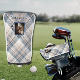 Blue Kariert Best Dog Vater Custom Foto Golf Headcover