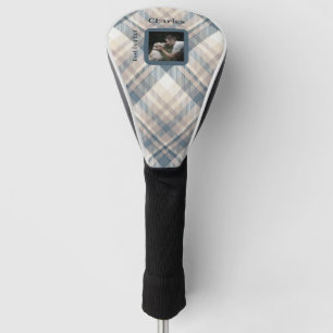 Blue Kariert Best Dog Vater Foto Vatertag Golf Headcover