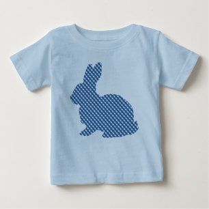 Blue Kariert Bunny Baby Baby T-shirt