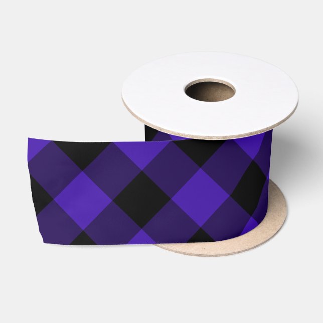 Blue Kariert Checke Ribbon Satinband (Spule)