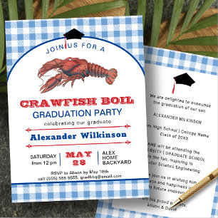 Blue Kariert Crawfish Boil Abschluss GRILLEN Party Einladung