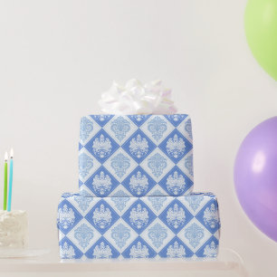 Blue Kariert Damask Geschenkpapier