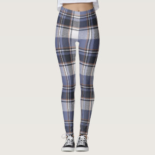 Blue Kariert Designer Frauen Leggings