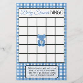Blue Kariert Elephant Themed Baby Duschspiele Flyer