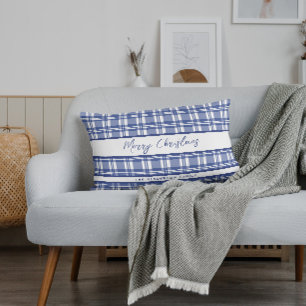 Blue Kariert Frohe Weihnachten Lendenkissen