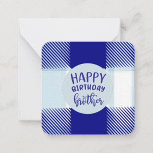 Blue Kariert Happy Birthday Brother Note Card: Mitteilungskarte