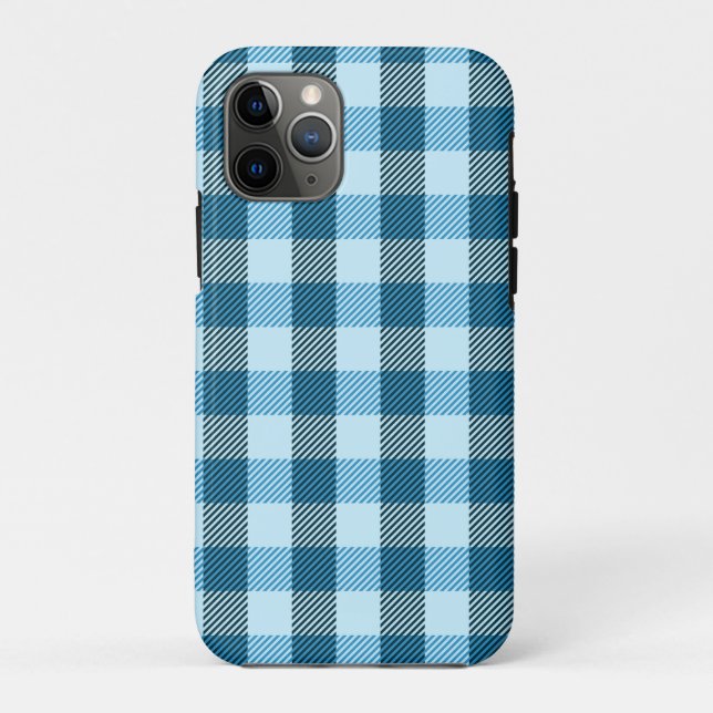 Blue Kariert Modern Simple Case-Mate iPhone Hülle (Rückseite)