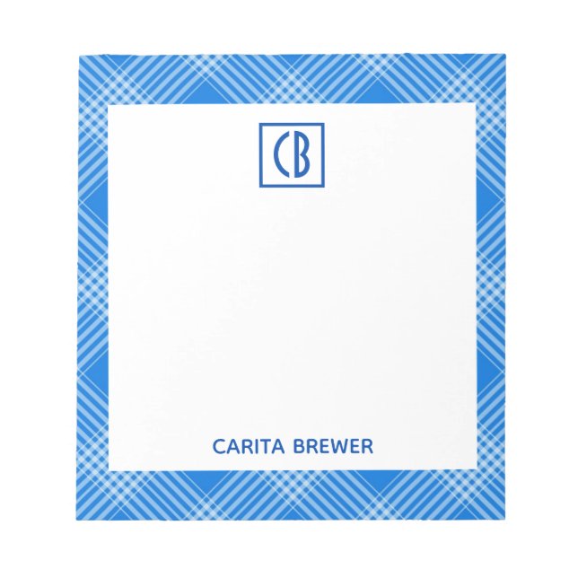 Blue Kariert Notepad Notizblock (Vorderseite)