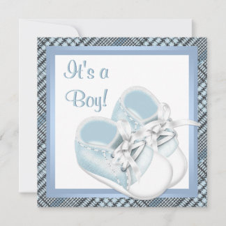 Blue Kariert Shoes Black Blue Kariert Baby Boy Dus Einladung