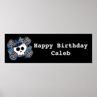 Blue Kariert Skull & Bones Geburtstagsparty