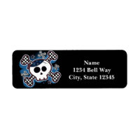 Blue Kariert Skull & Bones Niedliches Party Adress