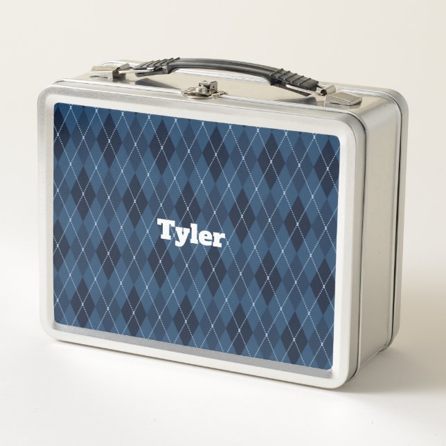 Blue Kariert Stainless Lunchbox (Vorderseite)