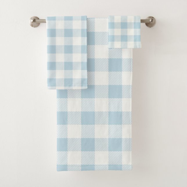 Blue Karo Gingham Pattern Badetuch Set (Insitu)
