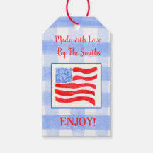 Blue Karo Gingham USA Flag MADE MIT LIEBE rot
