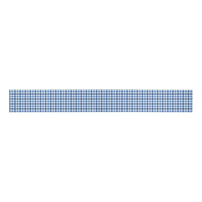 Blue Karos Hütte Charm Ribbon Ripsband (Vorderseite)