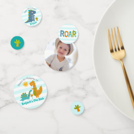 Blue Kawaii Dinosaur Boy Birthday Foto Name Niedli Konfetti