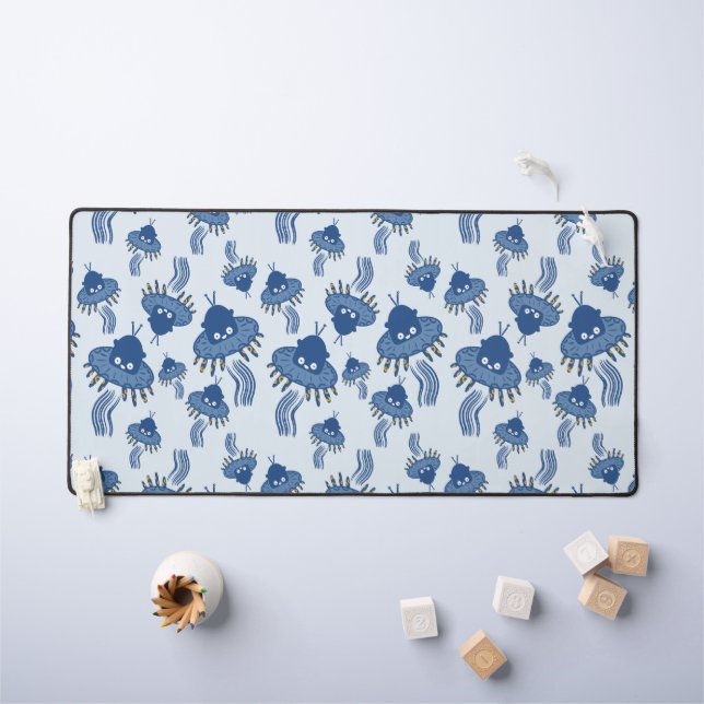 Blue Kawaii Octopus UFO Schreibtischunterlage (Kindertisch)