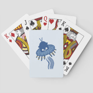 Blue Kawaii Octopus UFO Spielkarten