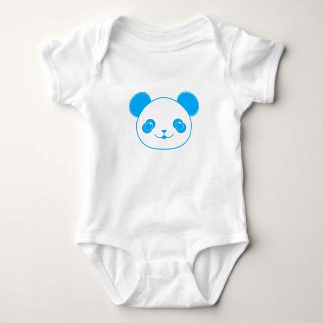 Blue Kawaii Panda Bear Baby Strampler (Vorderseite)