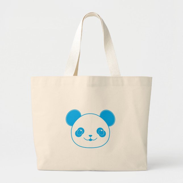 Blue Kawaii Panda Bear Jumbo Stoffbeutel (Vorne)