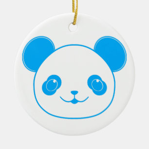 Blue Kawaii Panda Bear Keramikornament