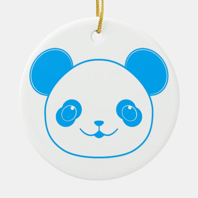 Blue Kawaii Panda Bear Keramikornament (Vorne)