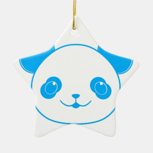 Blue Kawaii Panda Bear Keramikornament