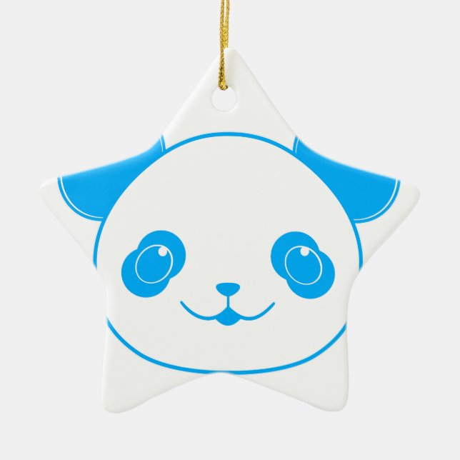 Blue Kawaii Panda Bear Keramikornament (Vorne)
