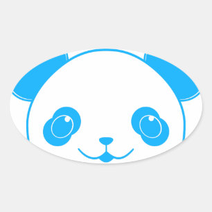 Blue Kawaii Panda Bear Ovaler Aufkleber