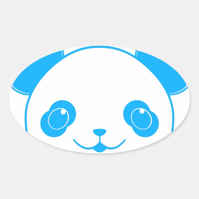 Blue Kawaii Panda Bear Ovaler Aufkleber (Vorderseite)