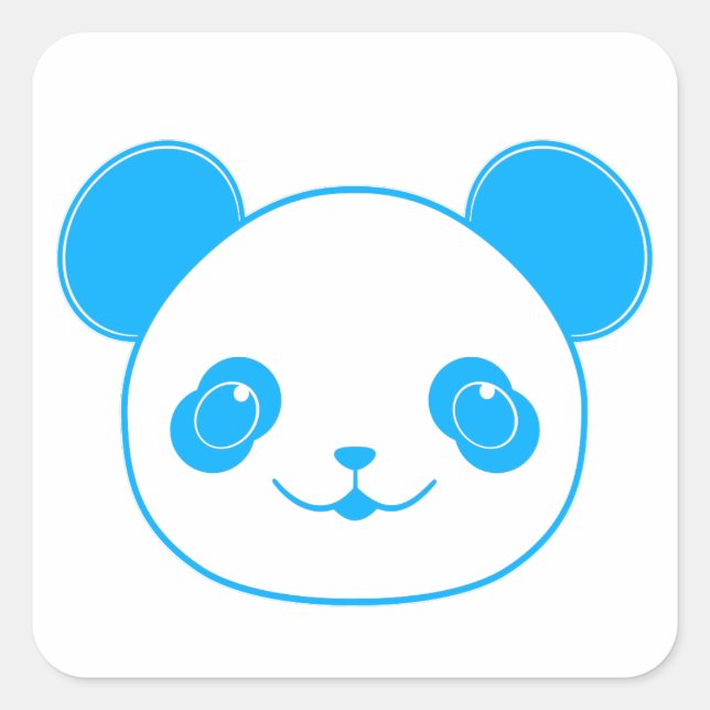 Blue Kawaii Panda Bear Quadratischer Aufkleber (Vorderseite)