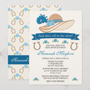 Blue Kentucky Derby Themed Hat Brautparty Einladung