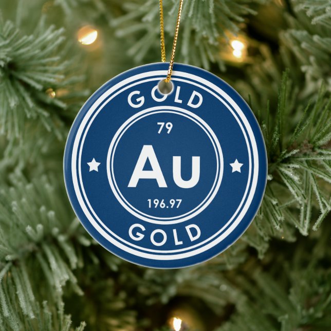 Blue Keramik Ornament Gold Element (Baum)