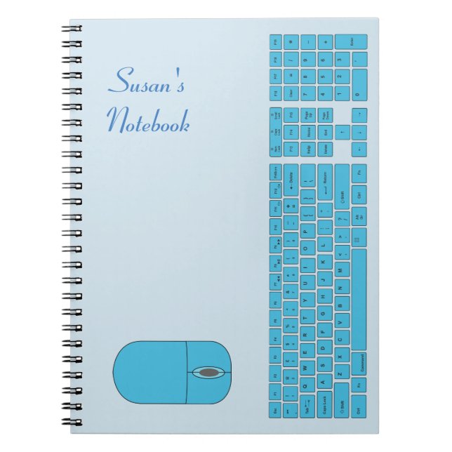 Blue Keyboard and Mouse Notebook Notizblock (Vorderseite)