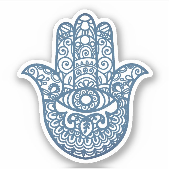 Blue Khamsa Hand Viel Glück Aufkleber (Vorderseite)